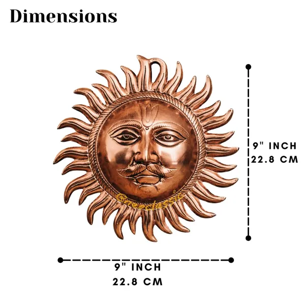 NEO_CLASSIC_Pure_Aluminum_Suraj_Wall_Hanging_with_Copper_Polish_|_Handmade_Sun_Face_Wall_Décor_for_Home,_Temple_&_Office_|_Traditional_Vastu_Surya_Dev_Metal_Wall_Art_|_9_Inch