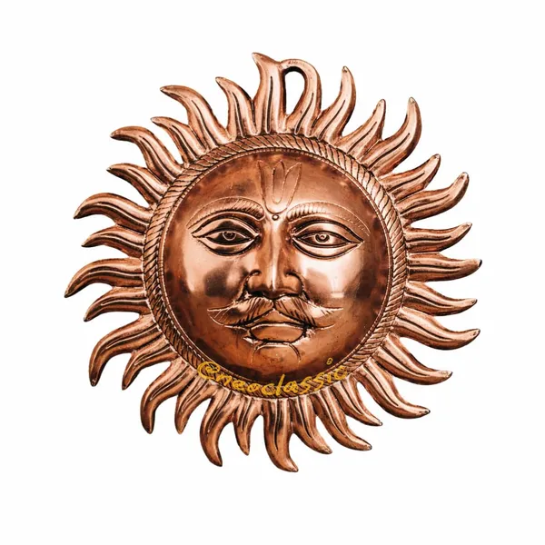 NEO_CLASSIC_Pure_Aluminum_Suraj_Wall_Hanging_with_Copper_Polish_|_Handmade_Sun_Face_Wall_Décor_for_Home,_Temple_&_Office_|_Traditional_Vastu_Surya_Dev_Metal_Wall_Art_|_9_Inch
