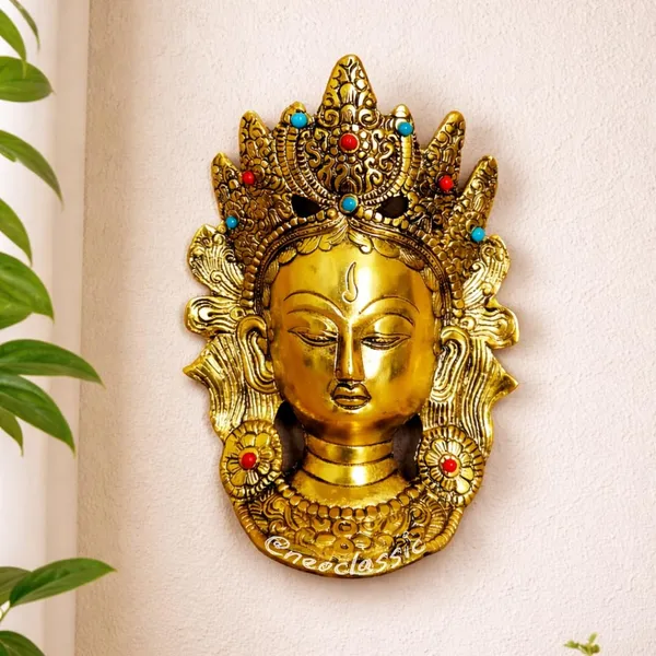 NEO_CLASSIC_Metal_Goddess_Tara_Idol_with_Decorative_Stone_Work_|_Spiritual_Buddhist_Deity_Statue_for_Home_Temple,_Meditation_&_Sacred_Décor_|_Tara_Face_Design_|_8_Inch