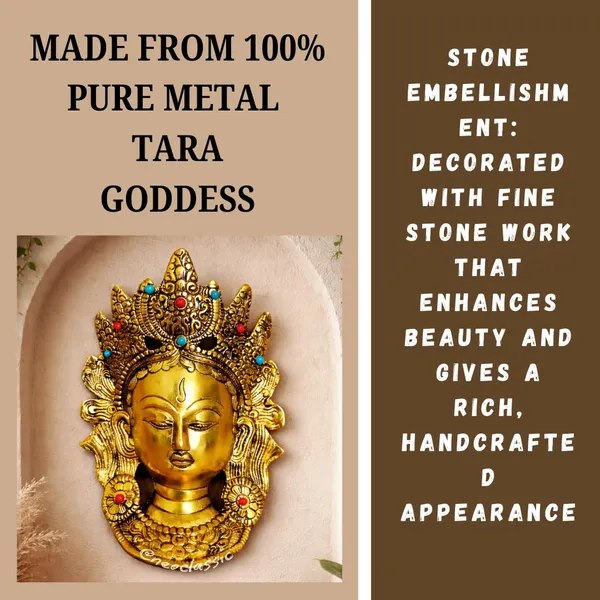NEO_CLASSIC_Metal_Goddess_Tara_Idol_with_Decorative_Stone_Work_|_Spiritual_Buddhist_Deity_Statue_for_Home_Temple,_Meditation_&_Sacred_Décor_|_Tara_Face_Design_|_8_Inch