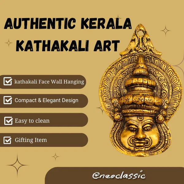 NEO_CLASSIC_Pure_Aluminium_Kathakali_Face_Wall_Hanging_|_Traditional_Kerala_Kathakali_Mask_Wall_Décor_for_Home,_Office_&_Temple_|_Decorative_Wall_Art_|_6.5_Inch