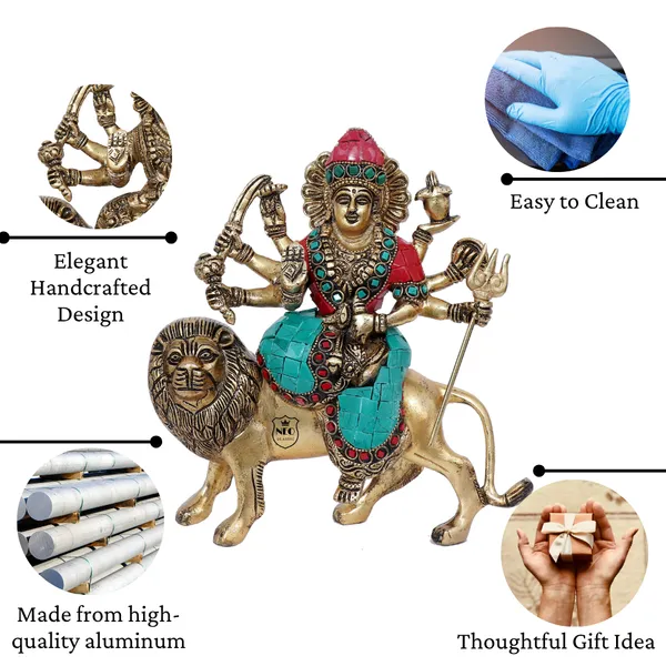 NEO_CLASSIC_Durga_Maa_Stone_Finish_Statue_with_Lion_|_Hindu_Goddess_Durga_Idol_for_Home_Temple,_Pooja_&_Decorative_Showpiece_|_9_Inch