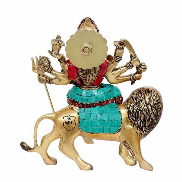 NEO_CLASSIC_Durga_Maa_Stone_Finish_Statue_with_Lion_|_Hindu_Goddess_Durga_Idol_for_Home_Temple,_Pooja_&_Decorative_Showpiece_|_9_Inch