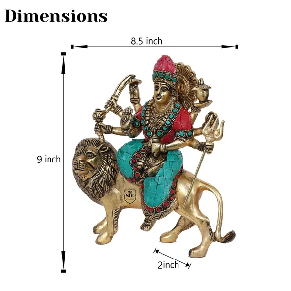 NEO_CLASSIC_Durga_Maa_Stone_Finish_Statue_with_Lion_|_Hindu_Goddess_Durga_Idol_for_Home_Temple,_Pooja_&_Decorative_Showpiece_|_9_Inch