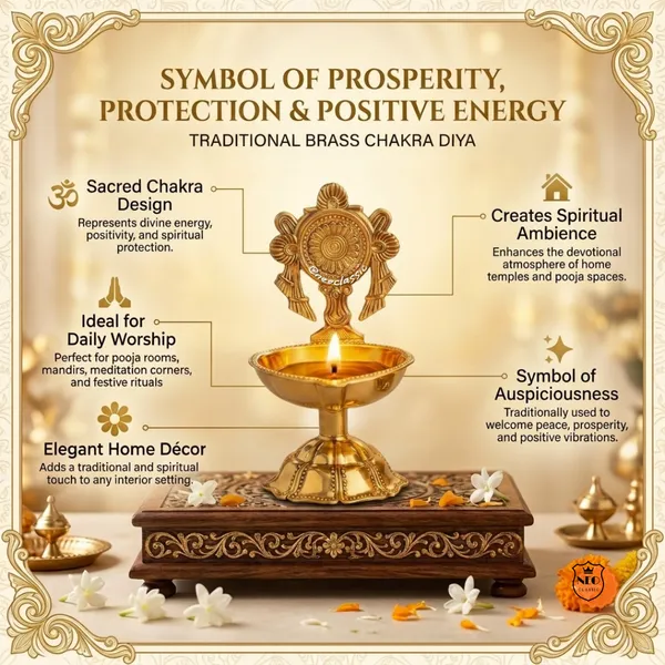 NEO_CLASSIC_Brass_Chakra_Deepak_for_Puja_Room_&_Home_Temple_|_Traditional_Oil_Diya_for_Daily_Worship,_Aarti_&_Festive_Decor_|_Decorative_Brass_Lamp_|_10_cm
