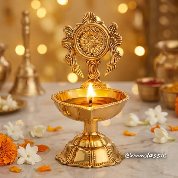 NEO_CLASSIC_Brass_Chakra_Deepak_for_Puja_Room_&_Home_Temple_|_Traditional_Oil_Diya_for_Daily_Worship,_Aarti_&_Festive_Decor_|_Decorative_Brass_Lamp_|_10_cm