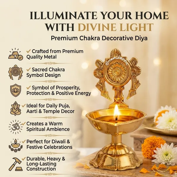 NEO_CLASSIC_Brass_Chakra_Deepak_for_Puja_Room_&_Home_Temple_|_Traditional_Oil_Diya_for_Daily_Worship,_Aarti_&_Festive_Decor_|_Decorative_Brass_Lamp_|_10_cm