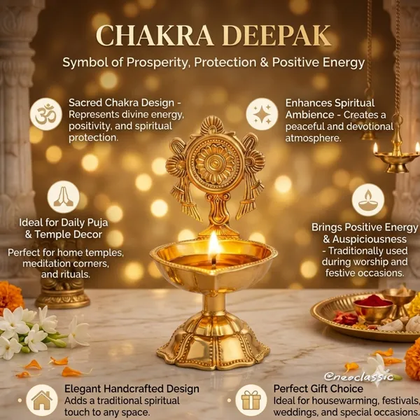 NEO_CLASSIC_Brass_Chakra_Deepak_for_Puja_Room_&_Home_Temple_|_Traditional_Oil_Diya_for_Daily_Worship,_Aarti_&_Festive_Decor_|_Decorative_Brass_Lamp_|_10_cm