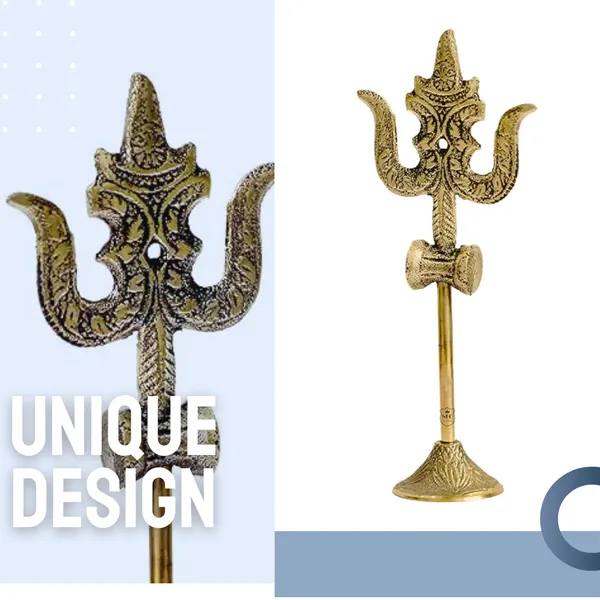 NEO_CLASSIC_Brass_Lord_Shiva_Trishul_with_Damru_on_Stand_|_Om_Type_Traditional_Trident_Statue_for_Pooja_Room,_Mandir_&_Spiritual_Décor_|_6_Inch