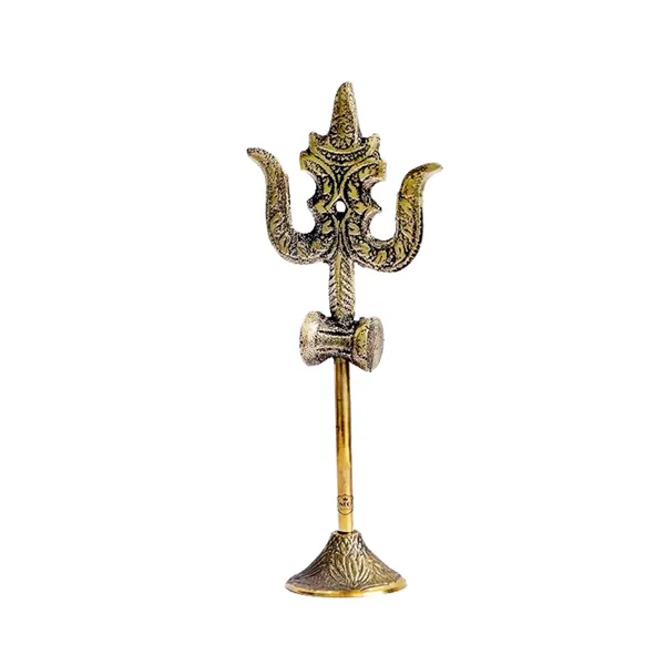 NEO_CLASSIC_Brass_Lord_Shiva_Trishul_with_Damru_on_Stand_|_Om_Type_Traditional_Trident_Statue_for_Pooja_Room,_Mandir_&_Spiritual_Décor_|_6_Inch