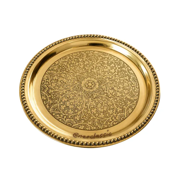 NEO_CLASSIC_Brass_Pooja_Thali_|_Traditional_Handcrafted_Puja_Plate_for_Temple,_Aarti_&_Festival_Use_|_Decorative_Engraved_Brass_Thali_for_Diwali,_Pooja_&_Gifting_|_6_Inch
