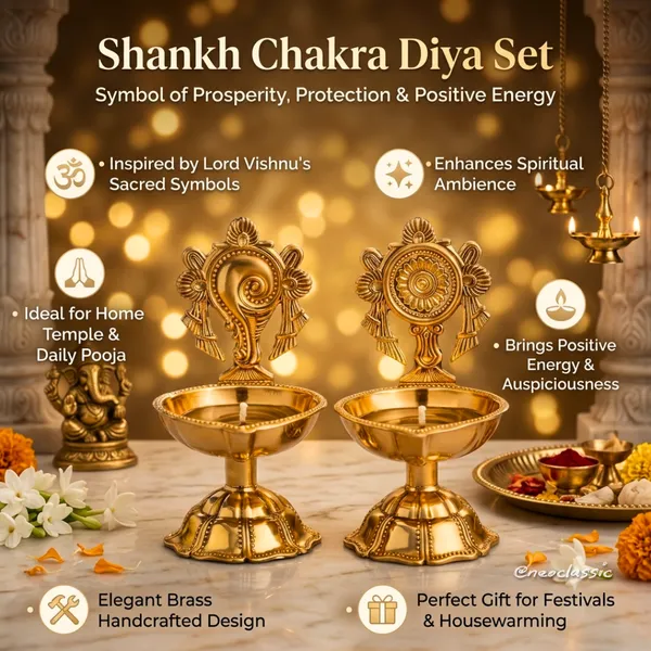 NEO_CLASSIC_Brass_Shankh_Chakra_Deepak_for_Puja_Room_&_Home_Temple_|_Traditional_Oil_Diya_for_Daily_Worship,_Aarti_&_Festive_Decor_|_Spiritual_Brass_Lamp_|_10_cm