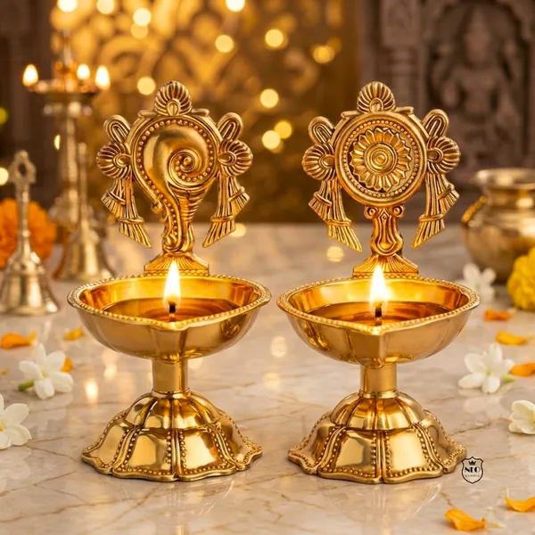 NEO_CLASSIC_Brass_Shankh_Chakra_Deepak_for_Puja_Room_&_Home_Temple_|_Traditional_Oil_Diya_for_Daily_Worship,_Aarti_&_Festive_Decor_|_Spiritual_Brass_Lamp_|_10_cm