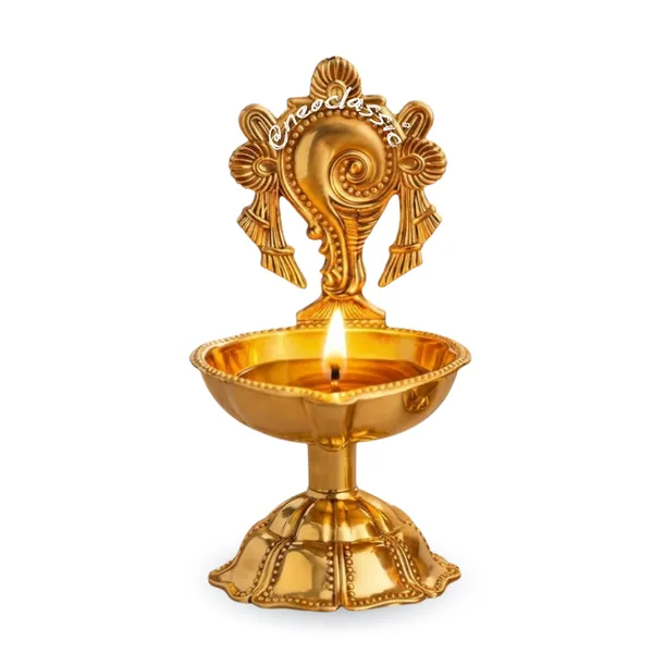 NEO_CLASSIC_Brass_Shankh_Deepak_for_Puja_Room_&_Home_Temple_|_Traditional_Oil_Diya_for_Daily_Worship,_Aarti_&_Festive_Decor_|_Decorative_Brass_Lamp_|_10_cm