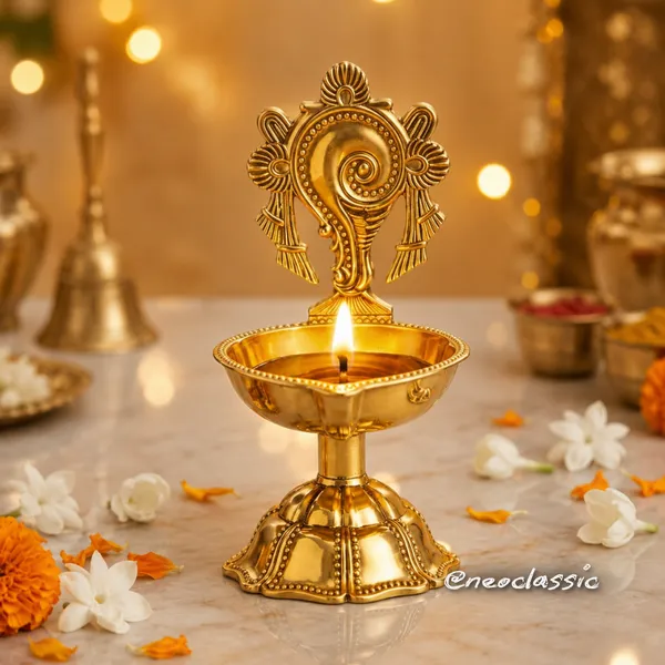 NEO_CLASSIC_Brass_Shankh_Deepak_for_Puja_Room_&_Home_Temple_|_Traditional_Oil_Diya_for_Daily_Worship,_Aarti_&_Festive_Decor_|_Decorative_Brass_Lamp_|_10_cm