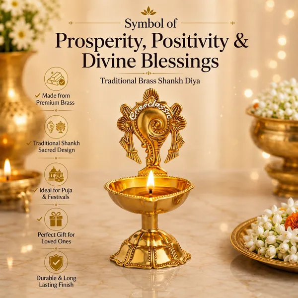 NEO_CLASSIC_Brass_Shankh_Deepak_for_Puja_Room_&_Home_Temple_|_Traditional_Oil_Diya_for_Daily_Worship,_Aarti_&_Festive_Decor_|_Decorative_Brass_Lamp_|_10_cm