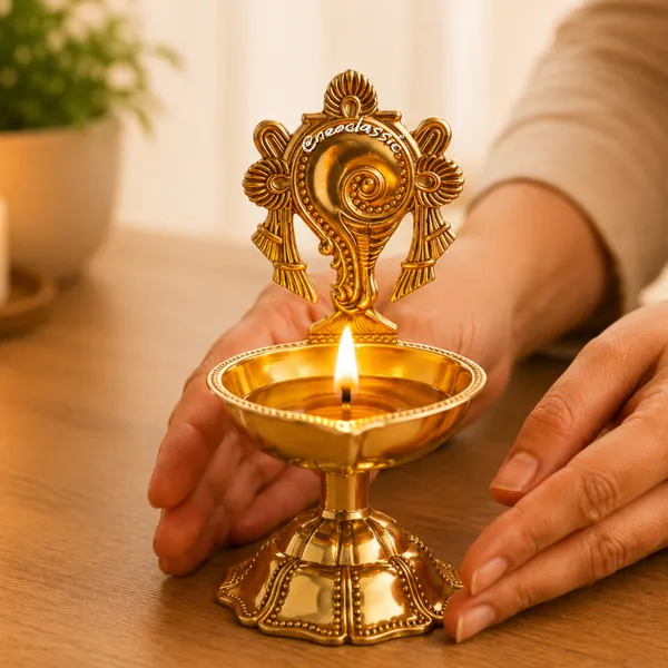 NEO_CLASSIC_Brass_Shankh_Deepak_for_Puja_Room_&_Home_Temple_|_Traditional_Oil_Diya_for_Daily_Worship,_Aarti_&_Festive_Decor_|_Decorative_Brass_Lamp_|_10_cm