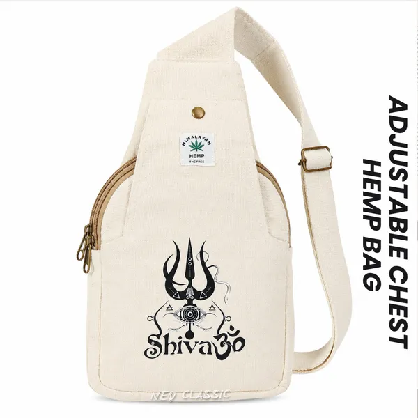 NEO_CLASSIC_Hemp_Sling_Bag_for_Men_&_Women_|_Natural_Hemp_Crossbody_Shoulder_Bag_|_2_Zipper_Compartments_|_Adjustable_38_Inch_Strap_|_Off_White