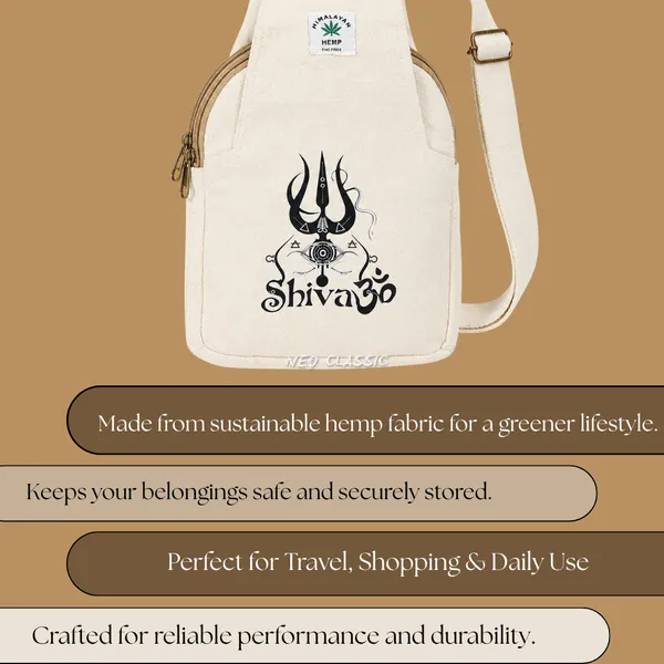 NEO_CLASSIC_Hemp_Sling_Bag_for_Men_&_Women_|_Natural_Hemp_Crossbody_Shoulder_Bag_|_2_Zipper_Compartments_|_Adjustable_38_Inch_Strap_|_Off_White