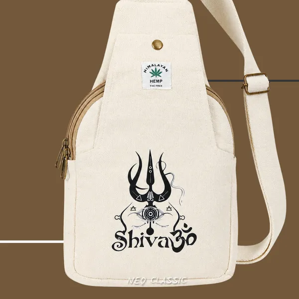 NEO_CLASSIC_Hemp_Sling_Bag_for_Men_&_Women_|_Natural_Hemp_Crossbody_Shoulder_Bag_|_2_Zipper_Compartments_|_Adjustable_38_Inch_Strap_|_Off_White
