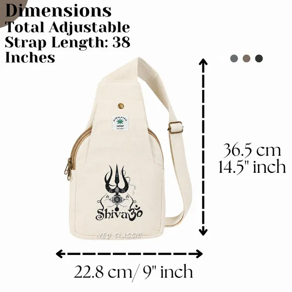 NEO_CLASSIC_Hemp_Sling_Bag_for_Men_&_Women_|_Natural_Hemp_Crossbody_Shoulder_Bag_|_2_Zipper_Compartments_|_Adjustable_38_Inch_Strap_|_Off_White