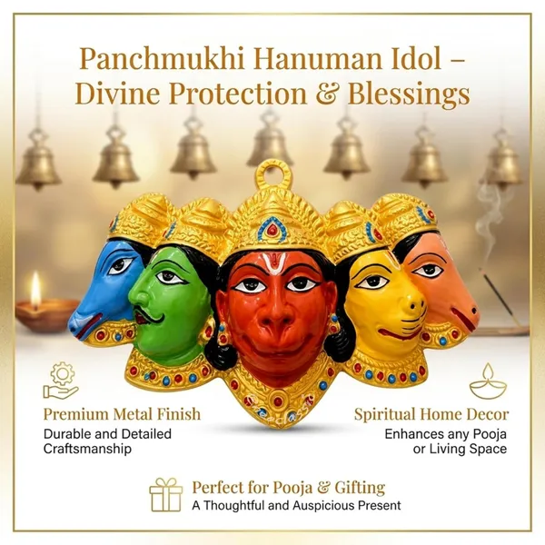 NEO_CLASSIC_Panchmukhi_Hanuman_Door_Entrance_Wall_Hanging_|_Hanuman_Ji_Murti_for_Home_Decor,_Pooja_Room_&_Nazar_Battu_Protection_|_Bajrang_Bali_Wall_Showpiece_|_Multicolor