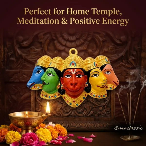 NEO_CLASSIC_Panchmukhi_Hanuman_Door_Entrance_Wall_Hanging_|_Hanuman_Ji_Murti_for_Home_Decor,_Pooja_Room_&_Nazar_Battu_Protection_|_Bajrang_Bali_Wall_Showpiece_|_Multicolor