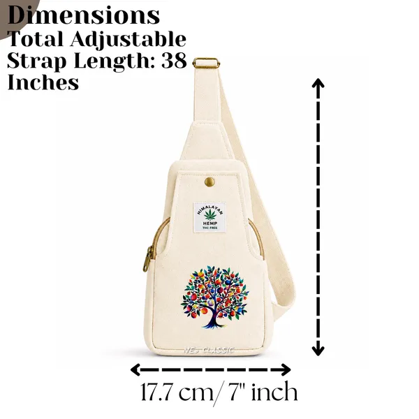 NEO_CLASSIC_Tree_Print_Hemp_Sling_Bag_for_Men_&_Women_|_Natural_Hemp_Crossbody_Shoulder_Bag_|_Adjustable_Strap_|_Off_White