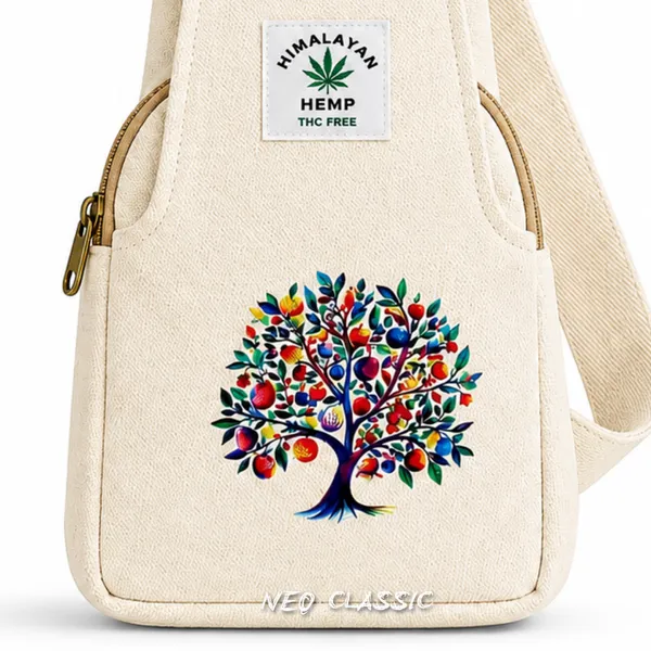 NEO_CLASSIC_Tree_Print_Hemp_Sling_Bag_for_Men_&_Women_|_Natural_Hemp_Crossbody_Shoulder_Bag_|_Adjustable_Strap_|_Off_White