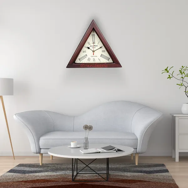NEO_CLASSIC_Wooden_Wall_Clock_with_Roman_Numerals_|_Triangle_Shape_Decorative_Clock_for_Home_&_Office_Décor_|_Handcrafted_Table_&_Wall_Mount_Design_|_12_Inch