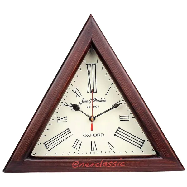 NEO_CLASSIC_Wooden_Wall_Clock_with_Roman_Numerals_|_Triangle_Shape_Decorative_Clock_for_Home_&_Office_Décor_|_Handcrafted_Table_&_Wall_Mount_Design_|_12_Inch