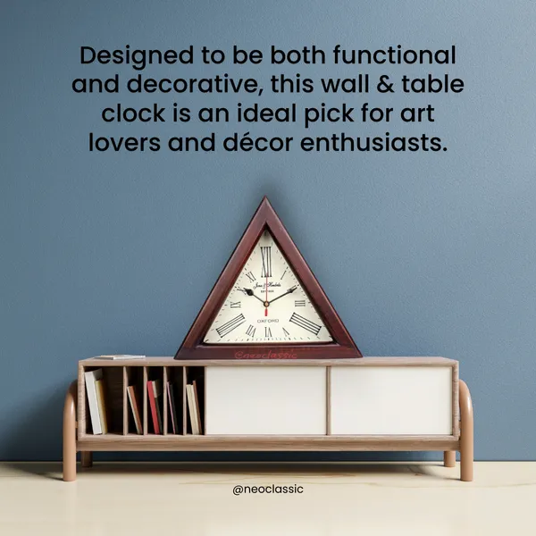 NEO_CLASSIC_Wooden_Wall_Clock_with_Roman_Numerals_|_Triangle_Shape_Decorative_Clock_for_Home_&_Office_Décor_|_Handcrafted_Table_&_Wall_Mount_Design_|_12_Inch