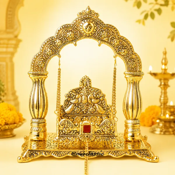 NEO_CLASSIC_Metal_Laddu_Gopal_Jhula_|_Krishna_Hindola_Palana_for_Bal_Gopal_Murti_|_Decorative_Temple_Swing_for_Pooja_&_Janmashtami_|_Suitable_for_Size_0_to_2_Laddu_Gopal