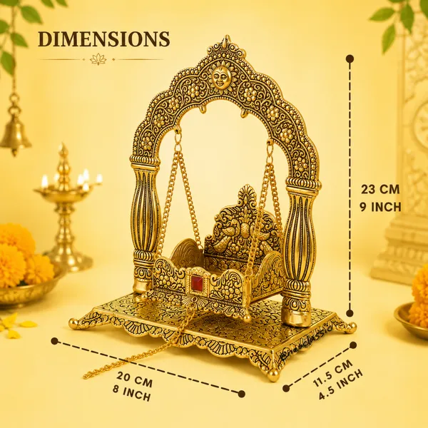 NEO_CLASSIC_Metal_Laddu_Gopal_Jhula_|_Krishna_Hindola_Palana_for_Bal_Gopal_Murti_|_Decorative_Temple_Swing_for_Pooja_&_Janmashtami_|_Suitable_for_Size_0_to_2_Laddu_Gopal