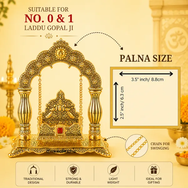 NEO_CLASSIC_Metal_Laddu_Gopal_Jhula_|_Krishna_Hindola_Palana_for_Bal_Gopal_Murti_|_Decorative_Temple_Swing_for_Pooja_&_Janmashtami_|_Suitable_for_Size_0_to_2_Laddu_Gopal