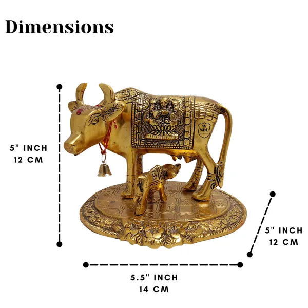 NEO_CLASSIC_Aluminium_Metal_Cow_with_Calf_Statue_|_Kamdhenu_Cow_Idol_|_Antique_Gold_Finish_Decorative_Showpiece_for_Home,_Office_&_Temple_|_Gift_Item