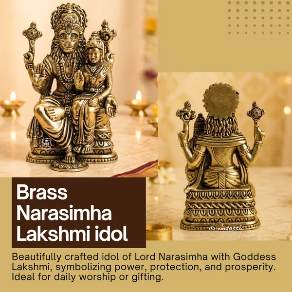 NEO_CLASSIC_Narsingh_Laxmi_Brass_Idol_|_Handcrafted_Lord_Narasimha_with_Goddess_Lakshmi_Statue_for_Home_Temple,_Pooja_&_Spiritual_Gifting_|_4.5_Inch