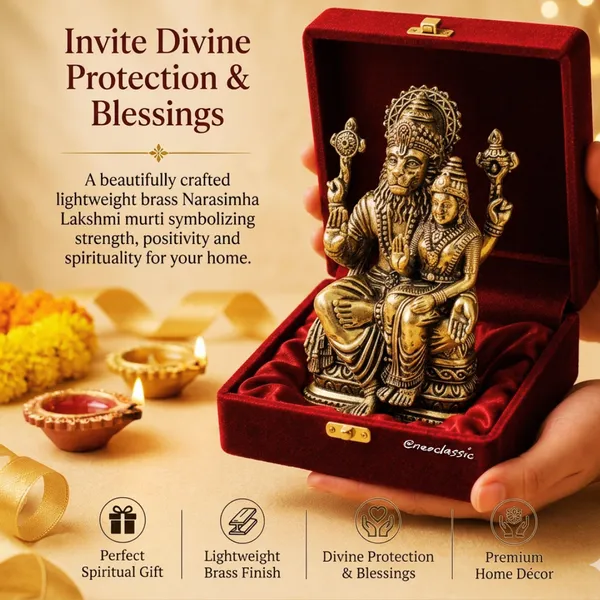 NEO_CLASSIC_Narsingh_Laxmi_Brass_Idol_|_Handcrafted_Lord_Narasimha_with_Goddess_Lakshmi_Statue_for_Home_Temple,_Pooja_&_Spiritual_Gifting_|_4.5_Inch