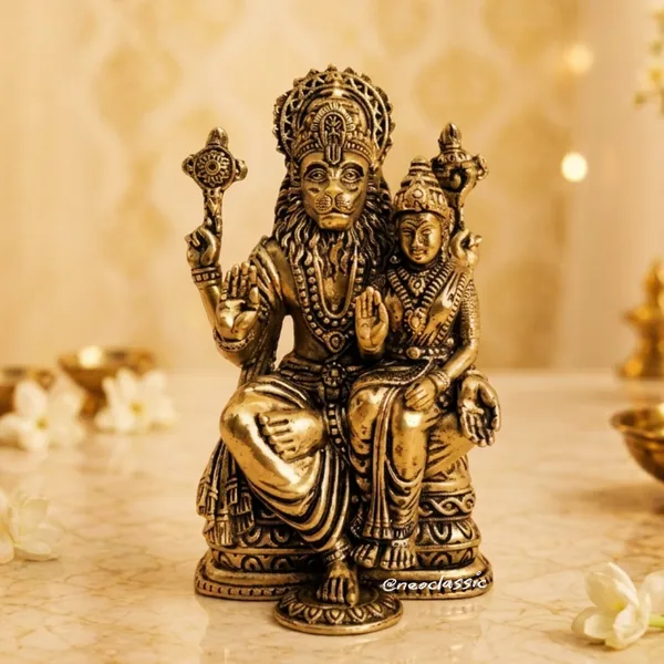 NEO_CLASSIC_Narsingh_Laxmi_Brass_Idol_|_Handcrafted_Lord_Narasimha_with_Goddess_Lakshmi_Statue_for_Home_Temple,_Pooja_&_Spiritual_Gifting_|_4.5_Inch