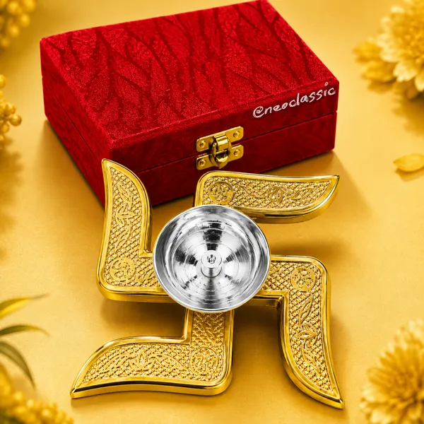 NEO_CLASSIC_Brass_Swastik_Diya_with_Red_Velvet_Box_|_4_Inch_Swastik_Deepak_for_Pooja,_Mandir_&_Home_Decor_|_Aluminium_Swastik_with_Brass_Oil_Lamp_|_Gift_for_Diwali_&_Housewarming