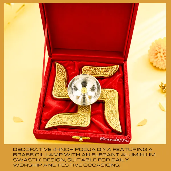 NEO_CLASSIC_Brass_Swastik_Diya_with_Red_Velvet_Box_|_4_Inch_Swastik_Deepak_for_Pooja,_Mandir_&_Home_Decor_|_Aluminium_Swastik_with_Brass_Oil_Lamp_|_Gift_for_Diwali_&_Housewarming