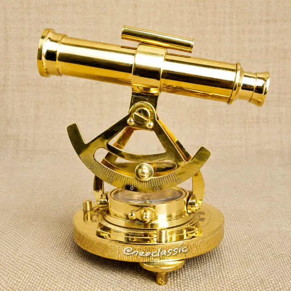 NEO_CLASSIC_Theodolite_Alidade_Telescope_with_Magnetic_Compass_&_Surface_Level_|_Antique_Brass_Navigation_Instrument_for_Marine_Nautical_Décor_&_Desk_Display_|_Glossy_Gold_Finish_|_6_Inch