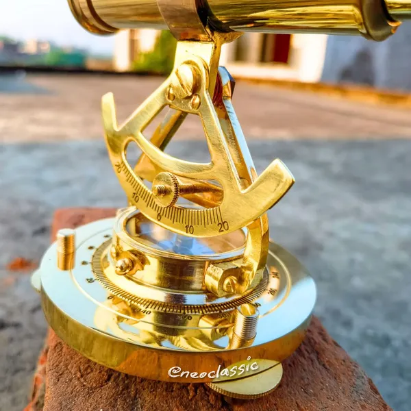 NEO_CLASSIC_Theodolite_Alidade_Telescope_with_Magnetic_Compass_&_Surface_Level_|_Antique_Brass_Navigation_Instrument_for_Marine_Nautical_Décor_&_Desk_Display_|_Glossy_Gold_Finish_|_6_Inch