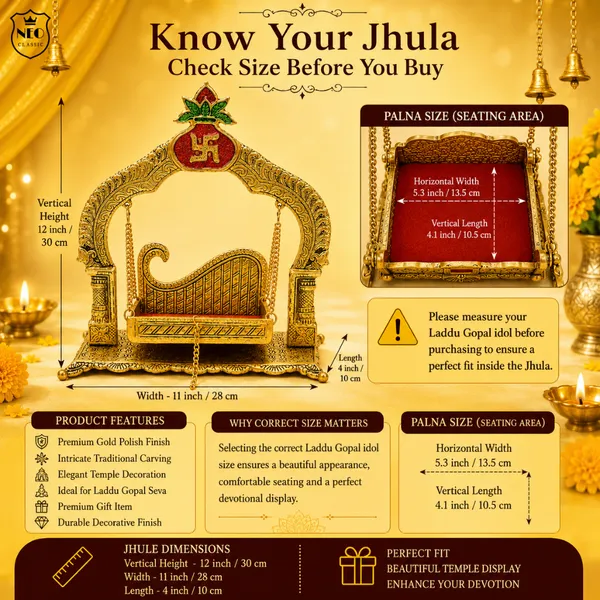 NEO_CLASSIC_Kalash_Swastik_Laddu_Gopal_Jhula_|_10_Inch_Krishna_Hindola_Palana_for_Bal_Gopal_Murti_|_Decorative_Temple_Swing_for_Home_Pooja,_Janmashtami_&_Religious_Gift