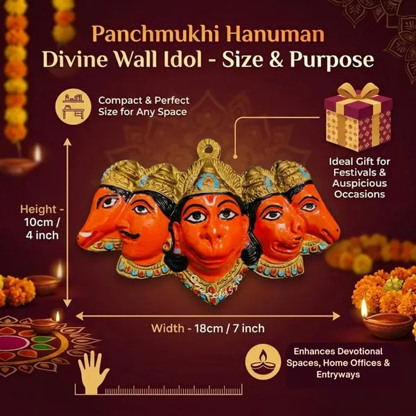 NEO_CLASSIC_Panchmukhi_Hanuman_Aluminium_Wall_Hanging_for_Door_Entrance_(Bhagwa,_4.5_Inch)