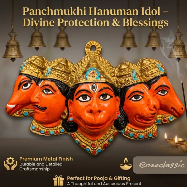 NEO_CLASSIC_Panchmukhi_Hanuman_Aluminium_Wall_Hanging_for_Door_Entrance_(Bhagwa,_4.5_Inch)