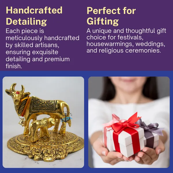 NEO_CLASSIC_Golden_Cow_with_Calf_Idol_|_Kamdhenu_Gau_Mata_Murti_|_Vastu_&_Spiritual_Decorative_Showpiece_for_Home,_Office_&_Temple