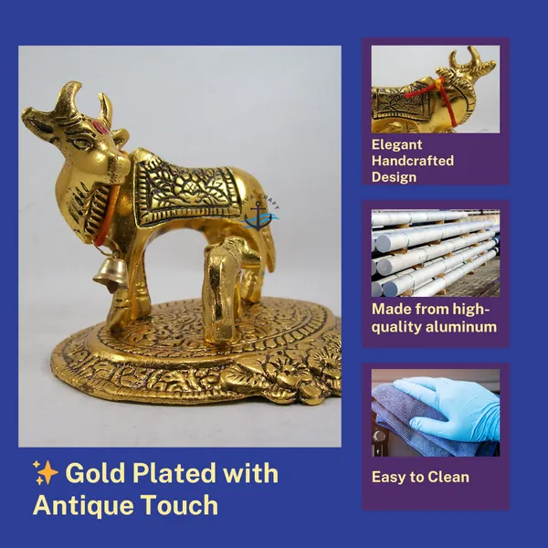NEO_CLASSIC_Golden_Cow_with_Calf_Idol_|_Kamdhenu_Gau_Mata_Murti_|_Vastu_&_Spiritual_Decorative_Showpiece_for_Home,_Office_&_Temple