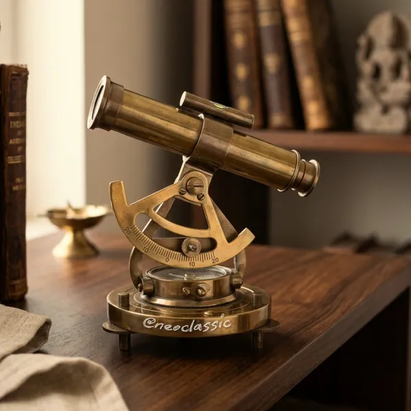NEO_CLASSIC_Theodolite_Alidade_Telescope_with_Magnetic_Compass_&_Surface_Level_(6_Inch)_|_Antique_Brass_Navigation_Instrument_|_Marine_Nautical_Décor_Showpiece