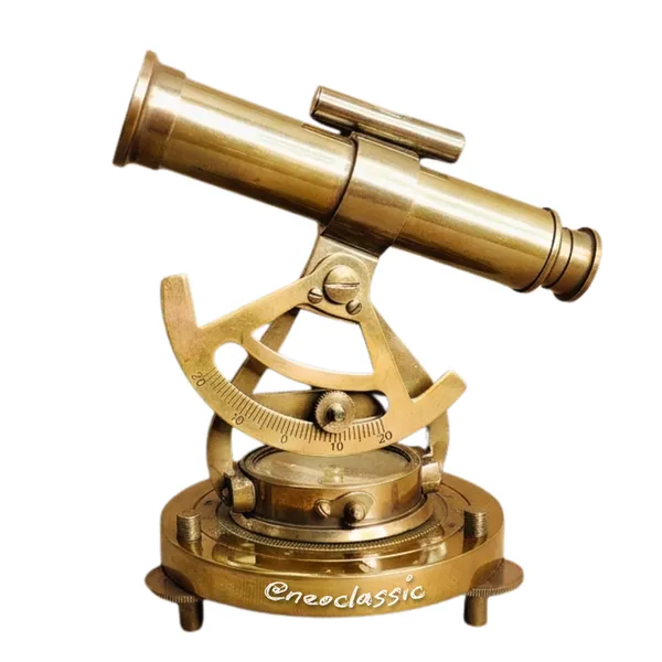 NEO_CLASSIC_Theodolite_Alidade_Telescope_with_Magnetic_Compass_&_Surface_Level_(6_Inch)_|_Antique_Brass_Navigation_Instrument_|_Marine_Nautical_Décor_Showpiece
